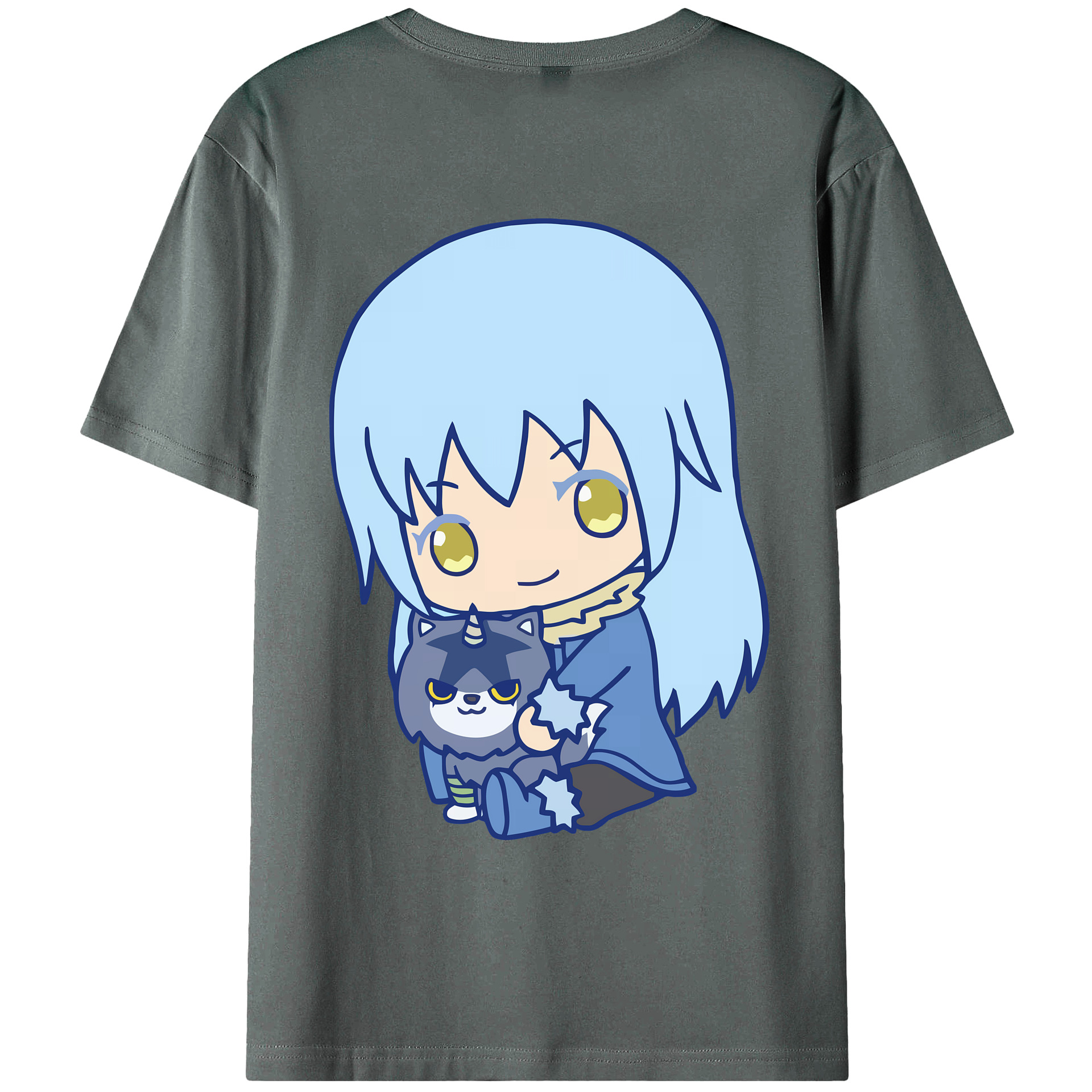 （画像用） 転スラ Regarding Reincarnated to Slime 綿100％ メンズ半袖Tシャツ（バックプリント） 通気性